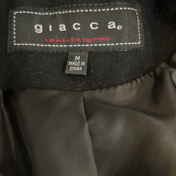 EUC Giacca Gallery Black Wool Blend Belted Trench Coat size M - Picture 11 of 11